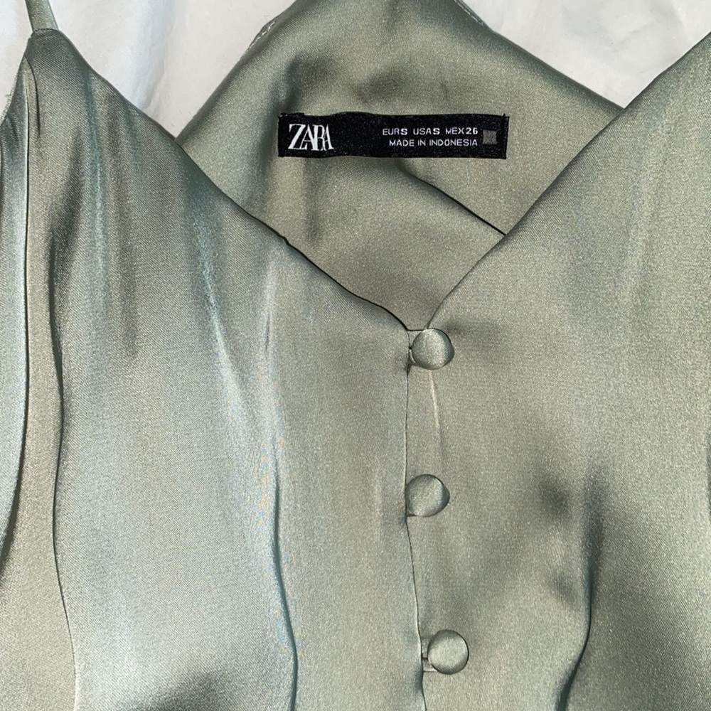 Sage green silk dress